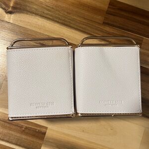 Desk / vanity organizer Pen holder white faux leather (2) Kenneth Cole New York